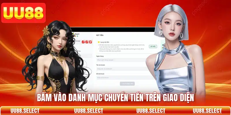 Bấm vào danh mục chuyển tiền trên giao diện